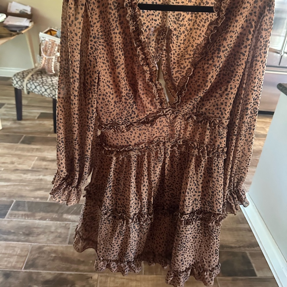 Leopard Print Ruffle Dress - Picture 2 of 2